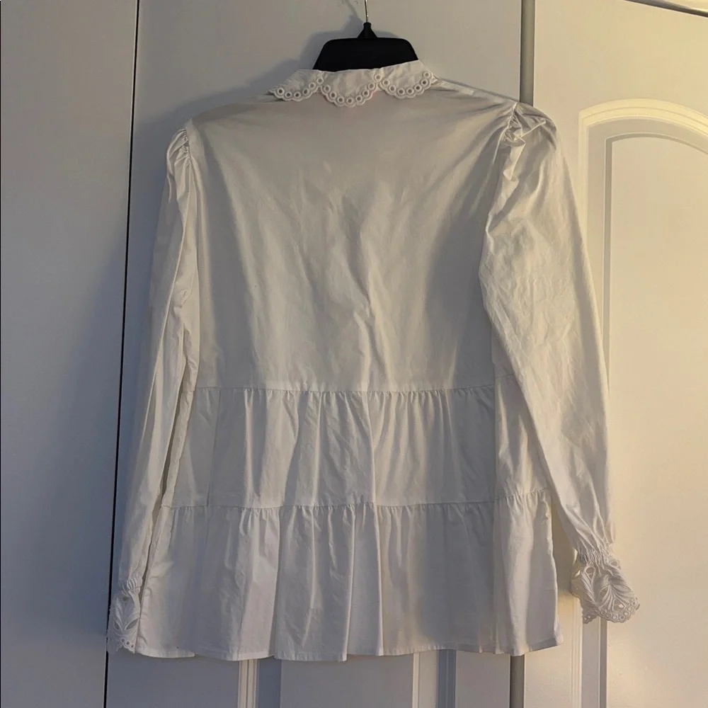 Lilly Pulitzer White Lace Trim Blouse, Medium - Picture 5 of 5